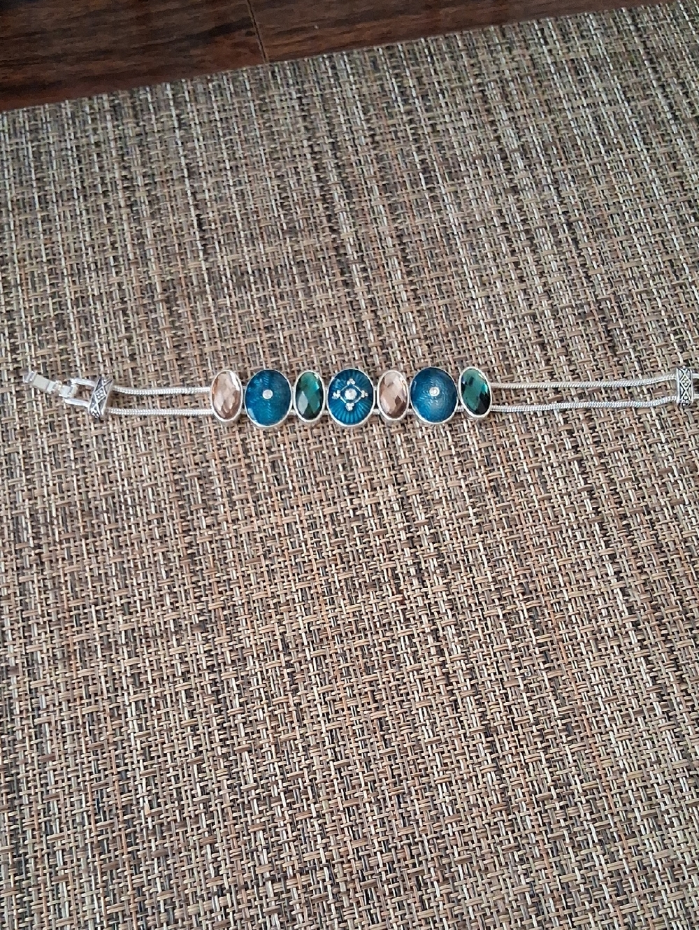 Napier Blue and Teal Enamel Charm Bracelet